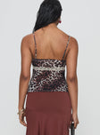 back view of model wearing Princess Polly Karena Longer Top Multi Sleeveless Plunger 