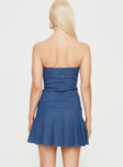 product Princess Polly Asymmetric Neckline  Lissa Strapless Denim Mini Dress Dark Blue