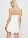 back view of model wearing Princess Polly Trynia Mini Dress White Square Neck 