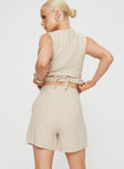 product Bellair Linen Blend Shorts Beige Princess Polly High Waisted Shorts 