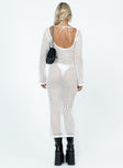 Front view of model wearing  front Princess Polly Crew Neck  Bria Maxi Dress White