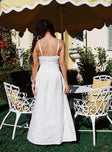 back view of model wearing Princess Polly Naria Maxi Dress White Square Neck 