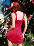 back view of model wearing Princess Polly Evadine Mini Dress Red Plunger 