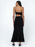 Front view of model wearing  front Raven Mid Rise Skirt Black Princess Polly  Maxi 