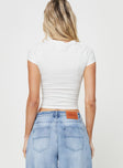 back view of model wearing Princess Polly Martini Time Tee White Short Sleeves Crew Neck 