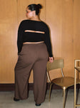 product Princess Polly High Waisted Pants  Archer Pants Dark Brown Curve