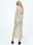 product Princess Polly Crew Neck Crew Neck  Kendor Long Sleeve Maxi Dress Beige