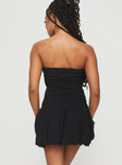 Glamour Girl Strapless Bubble Hem Mini Dress Black