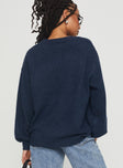 back view of model wearing Princess Polly Ryanna Sweater Navy 