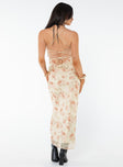 product Princess Polly Crew Neck  Cartian Strapless Maxi Dress Cream / Pink Floral