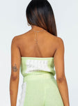 back view of model wearing Princess Polly Artesia Strapless Top Green 