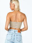 Front view of model wearing  front Princess Polly Sleeveless Square Neck  Avery Bustier Champagne