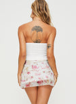 back view of model wearing Princess Polly Moreau Mini Skirt Pink/white Mini Skirts 