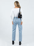 product Princess Polly High Waisted  Delmore Straight Leg Jeans Mid Wash Denim