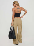 back view of model wearing Princess Polly Slouched Tie Up Pant Latte Low Rise Pants 