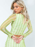 side view of model wearing Princess Polly Lester Long Sleeve Top Multi Full Sleeves Crew Neck 