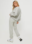 product Princess Polly  Princess Polly Track Pants Bubble Text Grey / Cloud White