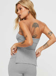 back view of model wearing Princess Polly Laurenita Longline Tube Top Grey Sleeveless Sweetheart 