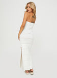 back view of model wearing Princess Polly Cazwell Maxi Dress Cream Sweetheart Neckline 