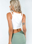 back view of model wearing Princess Polly Cut It Out Tank Top White Sleeveless Crew Neck 