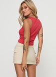 back view of model wearing Princess Polly Berries N Sweets Tank Red Sleeveless Crew Neck 