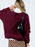 product Anaya Oversized Sweater Burgundy Princess Polly  Cropped 