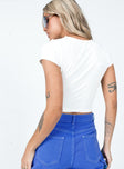 back view of model wearing Princess Polly Runway Baby Tee White Short Sleeve Crew Neck 