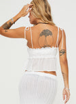 back view of model wearing Princess Polly Gable Top White Sleeveless Square Neck 