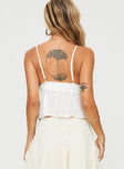 back view of model wearing Princess Polly Sabreena Top White Sleeveless Plunger 