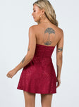 product Princess Polly Square Neck  Lenette Mini Dress Burgundy