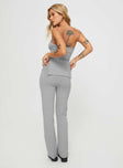 back view of model wearing Princess Polly Laurenita Pants Grey Mid Rise 