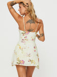 back view of model wearing Princess Polly Jaye Mini Dress Floral V-Neck 