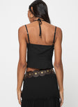 Front view of model wearing  front Princess Polly Sleeveless Square Neck  Trynia Top Black