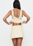 back view of model wearing Princess Polly Letting Go Gathered Waist Mini Skirt Cream Mini Skirts 