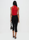 back view of model wearing Princess Polly Mathias Top Red Sleeveless High Neck 