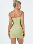 back view of model wearing Princess Polly All About Love Mini Dress Green 