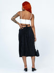 back view of model wearing Princess Polly Blanca Midi Skirt Black Midi Skirts 