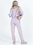 product Princess Polly  Princess Polly Track Pants Squiggle Text Dusty Mauve / Eggshell