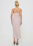 back view of model wearing Princess Polly Caldwell Maxi Dress White / Red Scoop Neck 