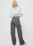 Front view of model wearing  front Princess Polly High Waisted Pants High Waisted Pants High Waisted Pants  Hellier Cargo Pant Slate