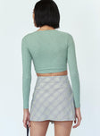 back view of model wearing Princess Polly Ailisha Mini Skirt Green 