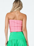 back view of model wearing Princess Polly Tayte Strapless Top Pink 