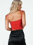 back view of model wearing Princess Polly Stephano Top Red 