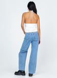 back view of model wearing Princess Polly Laguna Wide Leg Denim Jeans High Waisted 