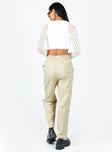 Front view of model wearing  front Princess Polly High Waisted Pants High Waisted Pants High Waisted Pants  Preston Cargo Pant Beige