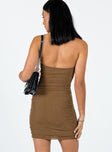 product Princess Polly Asymmetric Neckline  Joselyn Strapless Mini Dress Brown