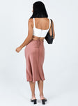 back view of model wearing Princess Polly Seylena Midi Skirt Brown 