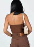 back view of model wearing Princess Polly Kallista Top Brown 