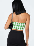 back view of model wearing Princess Polly Celestia Strapless Top Green 