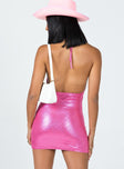 back view of model wearing Princess Polly Born To Be Wild Mini Dress Pink Shine 